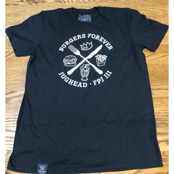 Archie Crown Collection Burgers Forever Jughead  Black Large T-Shirt Riverdale - Picture 1 of 5